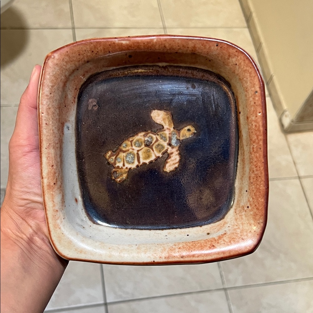 Handmade Pottery Trinket dish with Turtle